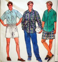 8901 SIMPLICITY MR PULLOVER SS-LS COLLAR SHIRT, PANTS SHORTS PATTERN 46-52 OR 38-44 CHOICE  UNCUT